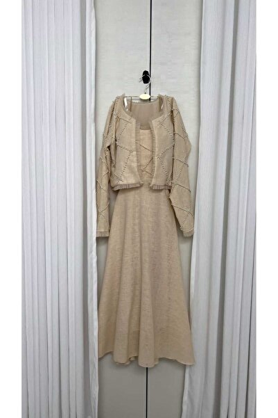 qmhafrst فستان فستان جاكيت مطرز بلول الخامه ليليين