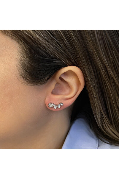 GOX 4-Piece Drop Stone Formed Horizontal Earrings