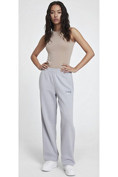 Puma Women's Tracksuit Pants Elevated Graphic Wide Tr Gray 68950120