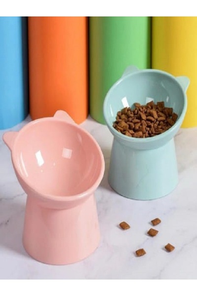 dase home Plastik 2 Adet Eğimli Mama Ve Su Kabı Boyun Koruyucu Mama Ve Su Kab...