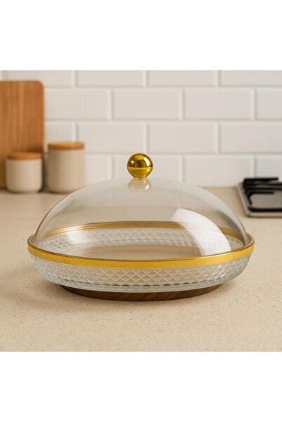 Generic Luxury Acrylic Serving Plate with Golden Edges