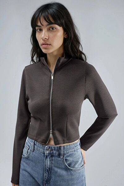 Hiccup Busem Zippered Fitted Knitted Jacket