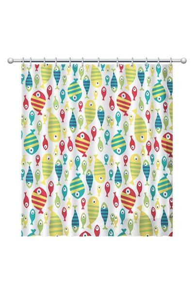 OEM Shower Curtain/Bathtub Curtain, Nebunici, 180x180 cm, Fish Model, White w...