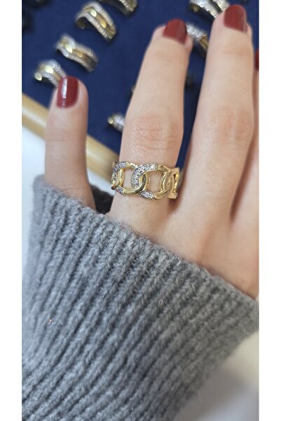 ARTEMİSİA Premium Design Sparkling Women's Double Color Ring Adjustable Witho...