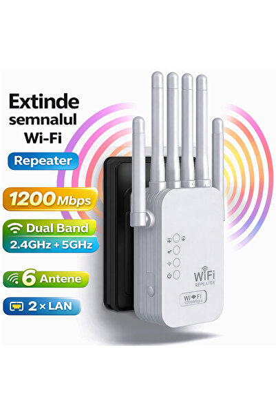 Linomag Extensor Wi-Fi dual-band 1200 Mbps, Linomag®, 6 antene, 2.4/5 GHz, 2×...