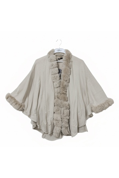 alqarat Luxury Fur-Lined Shawl Poncho