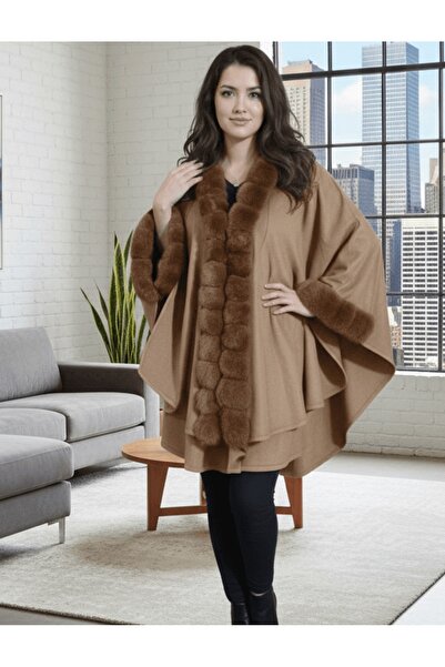 alqarat Luxury Fur-Lined Shawl Poncho