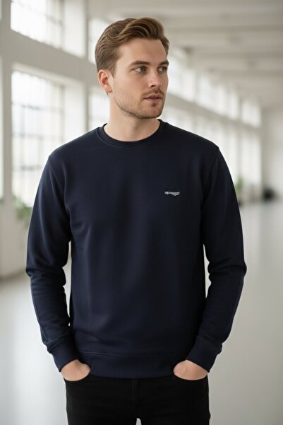 wera Bisiklet yaka Basic Likralı Erkek Sweatshirt