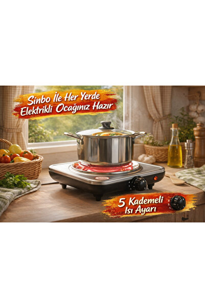 Sinbo Tekli Elektrikli Ocak 5 Kademeli Isı Ayarı Elektrikli Ocak 5065