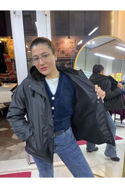 MODA Kadın İçi Kürklü Kapüşonlu Kışlık Mont Yağmurluk