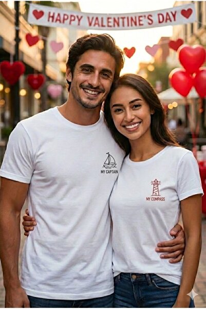 YRN COLLECTION تي شيرت من القطن الممشط الفاخر بتصميم مزدوج للأزواج لعيد الحب ...