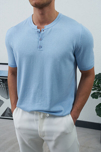 İLKCET MODA Buttoned Relax Men's Knitwear T-Shirt