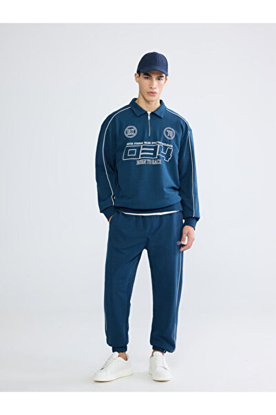 LC Waikiki Hanorac pentru bărbați cu imprimeu pe gulerul cămășii și fermoar, ...