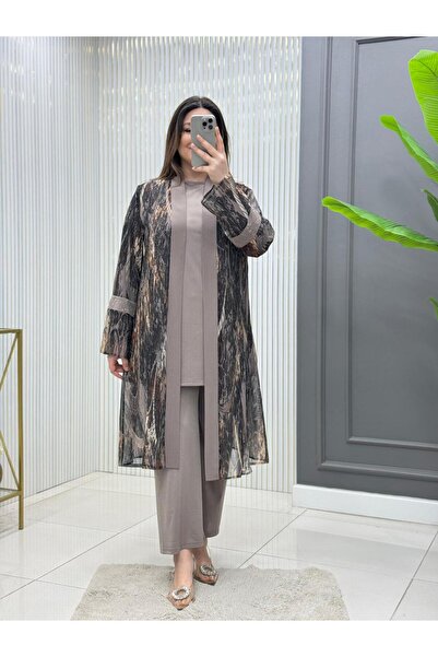 Modam Bella Plus Size Three-Piece Set with Stone Detail on the Sleeve