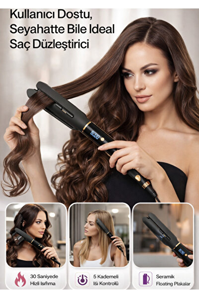 teknotrust Praktična profesionalna pegla za kosu sa keramičkom pločom i 5 niv...