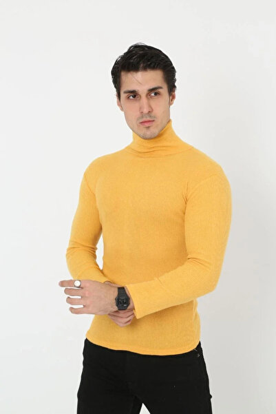 MODA Men's Camisole High-Neck Full Lycra Ribbed Body Sweater - Yellow