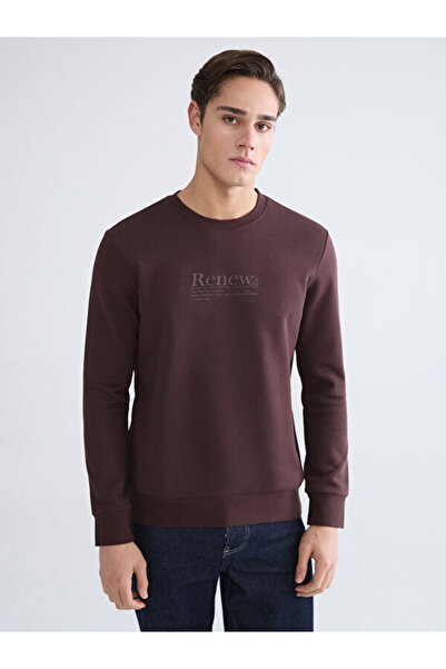 LC Waikiki Sweatshirt gros pentru bărbați cu imprimeu cu guler oval Sparkly C...