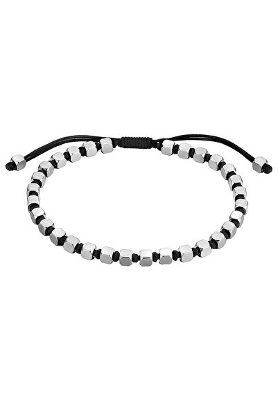 True Rebels Edelstahlarmband Armband Edelstahl Textil (schwarz)