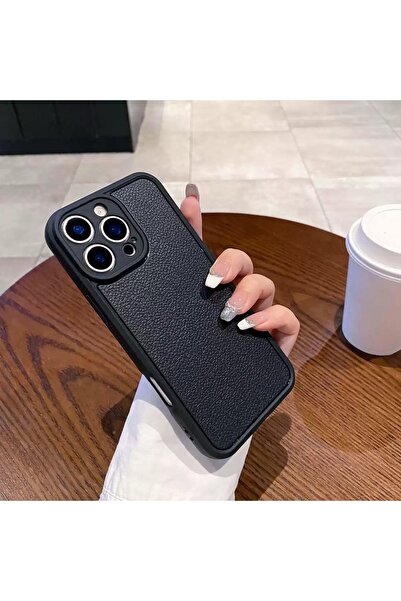 EDELFU متوافق مع iPhone 16 PRO - غطاء سيليكون بمظهر جلدي أسود مع طبقة داخلية ...