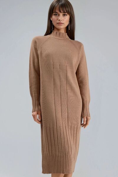 Hiccup My Fashion Mock Neck Knitwear Midi Dress