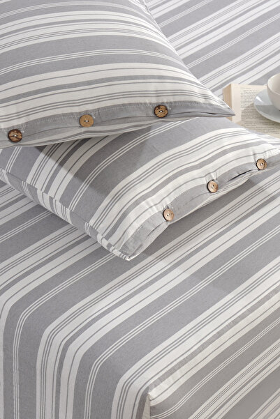 MUEV 100% Cotton Double Elastic Bed Sheet Set Pillows with Buttons Fitted 180...