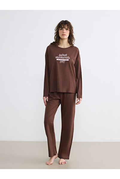 LC Waikiki Crew Neck Printed Women's Pajamas Set