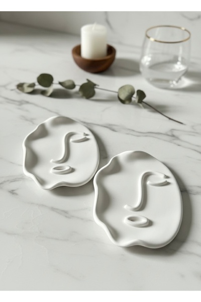 selens party Selence 2-Pack Abstract Face Organizer Plate Presentation Tray J...