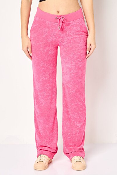 Juicy Couture Women Regular Fit Embroidered Wide Leg Pants, Pink