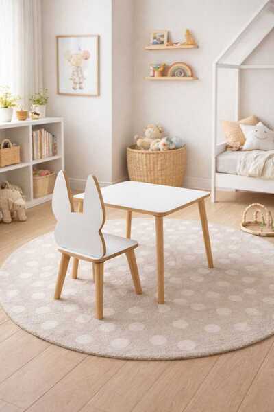 eceahşaptasarım Çocuk Masa Sandalye Takımı Aktivite Masası Çalışma Masası 1 M...