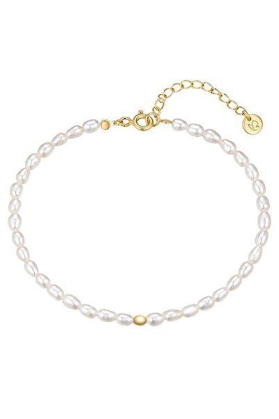 Glanzstücke München Perlenarmband Armband Sterling Silber gelbgold Süßwasser-...