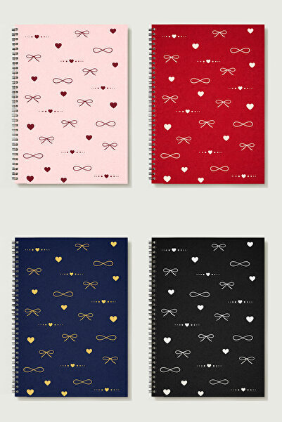 BLACKONECLASS KALP TEMALI 4'LÜ SET A5 Metal Spiralli Çizgisiz kalın bristol K...