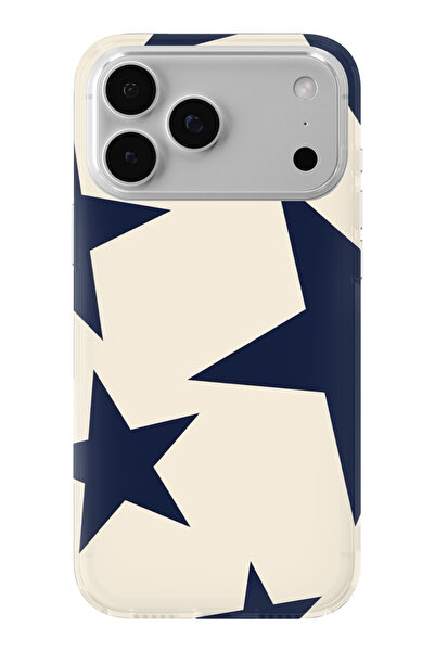 Space Star iPhone 17 Pro Max Uyumlu Yıldız Tasarım Baskılı Şeffaf Kılıf