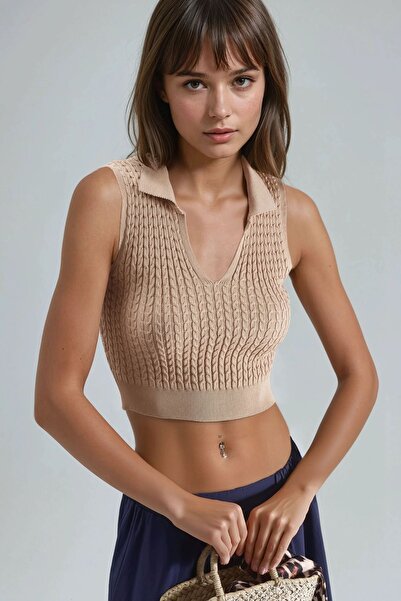 Hiccup My Fashion Hair Braid V-Neck Knitwear Sweater