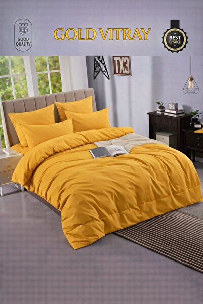 Gold Vitray Cotton linen, double bed, with sheet and pillowcases, 6 pieces