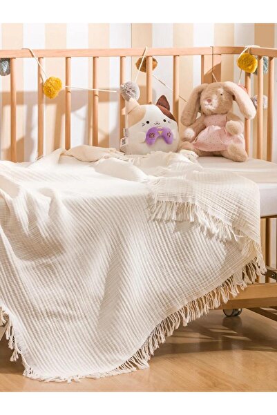 LC Waikiki Tasseled Baby Girl Muslin Blanket 100X100 cm (S6)