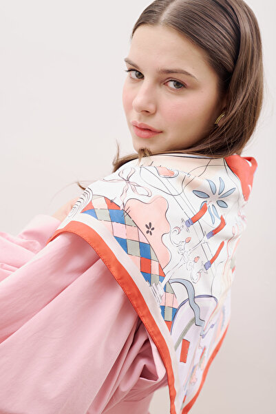 Manuka Patterned Medium Size Satin Scarf Love Place