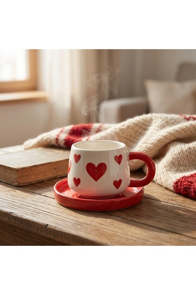 Ceramillion Kırmızı kalpli kupa