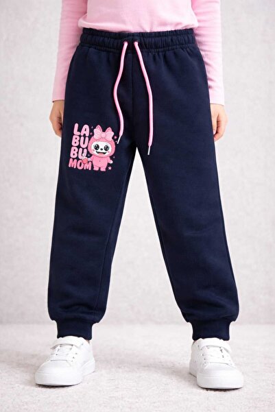 krm kerem bebe Thick Winter Patterned Lace-Up Girls' Sweatpants