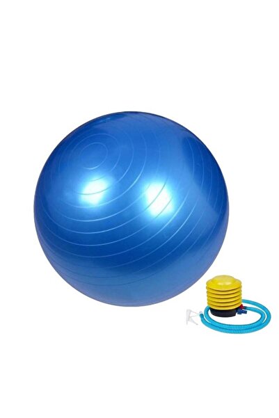 body heart Blue yoga ball with air pump, 65cm sports and balance training ball