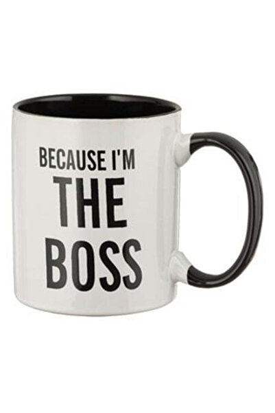 Tessari Ceramic Mug Black White Message "BECAUSE I'M THE BOSS" 350 ml