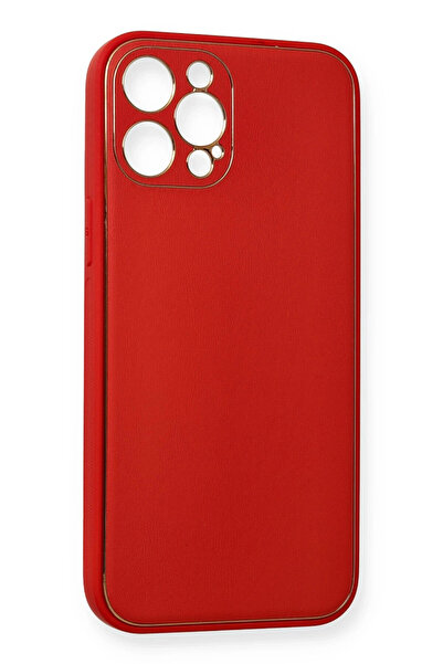 CT STONES غطاء حماية سيليكون من الجلد كوكو لهاتف آيفون 12 برو من نيو فيس - أحمر
