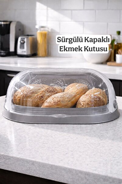 Funny Life صندوق خبز بغطاء منزلق - صندوق تخزين مزخرف لتنظيم المطبخ، سلة الخبز