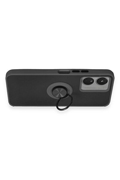 CT STONES غطاء حماية سيليكون من نيو فيس لهاتف فيفو Y16 مع حلقة مونتريال - أسود