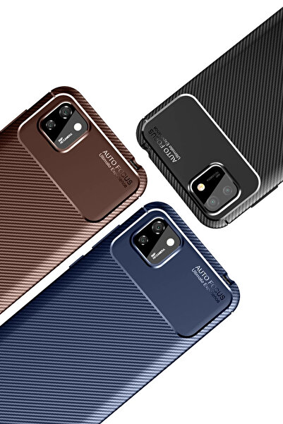 CT STONES حافظة هواوي Y5P من نيو فيس، غطاء كربوني بتركيز تلقائي - أزرق داكن