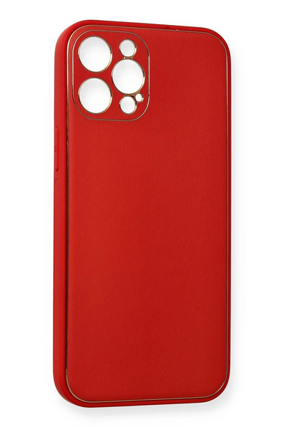 CT STONES نيوفايس حافظة آيفون 12 برو ماكس من جلد كوكو وغطاء سيليكون - أحمر