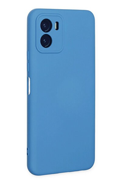 POYRAZ MARKET حافظة نيو فيس لهاتف فيفو Y15S نانو من الداخل سيليكون مخملي - أزرق