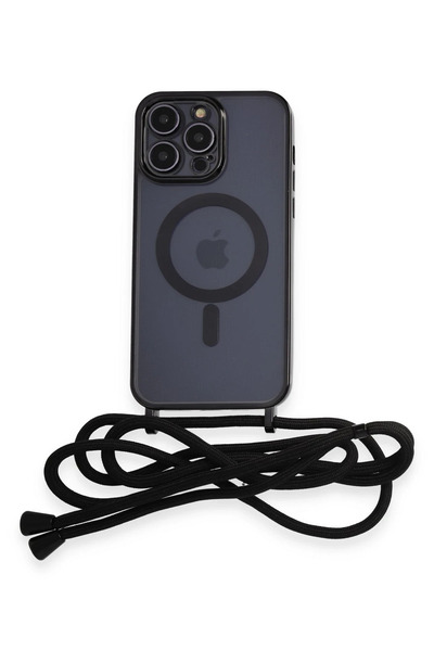 MKR حافظة Newface لهاتف آيفون 13 برو من ديفو بغطاء ماجسيف مع حزام ليزر - أسود