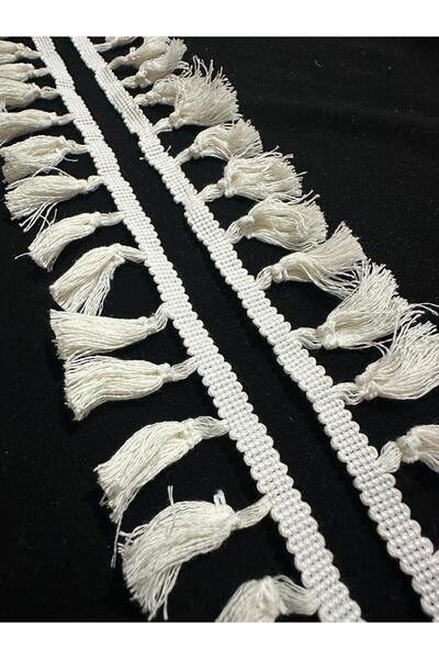 ULUPAMİR شريط ذو حواف مزينة بشراشيب بلون كريمي