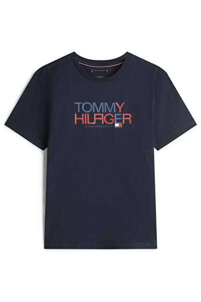 Tommy Hilfiger Men's Brand Logo Navy Blue T-Shirt Suitable for Daily Use Mw0M...