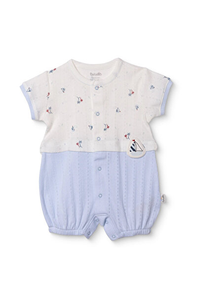 Bebetto Erkek Bebek Kısa Tulum Marin Baskılı Çıtçıtlı Palm in the Sea Bisikle...